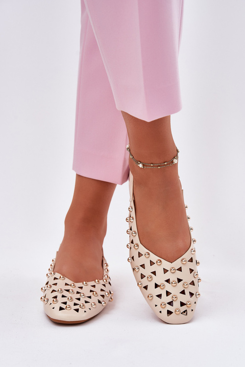 Ozdobené Baleríny Na Ploché Súčasti Béžové Nilarisela