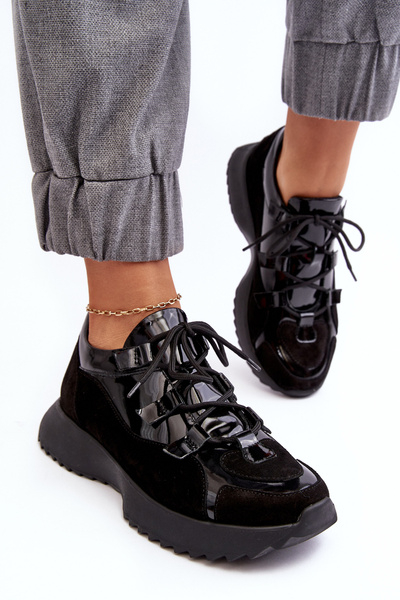 Kožené lakované dámske športové topánky M01/2 Zazoo Black