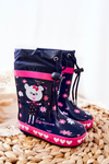 Detský gumový galoshes Navy Blue Teddy Bear Zinstina