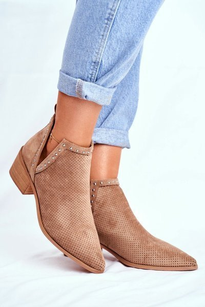 Dámské Kotníkové Boty Na Podpatku Béžové Margate