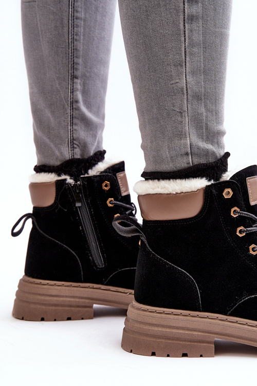 Dámske topánky Black Fenan Izolované kožušinou