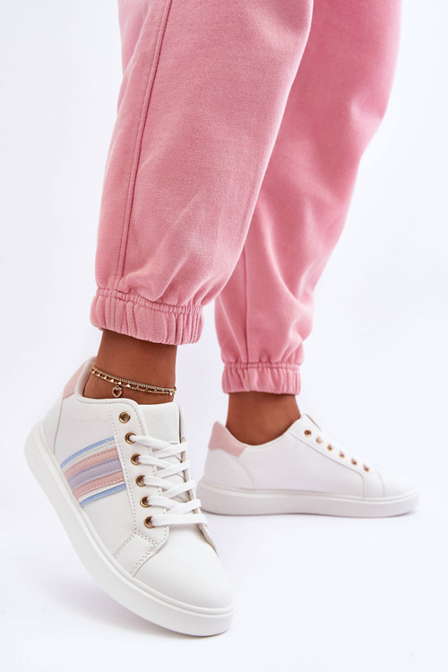 Kožené Dámské Sportovní Boty Bílo-Růžové Rilee