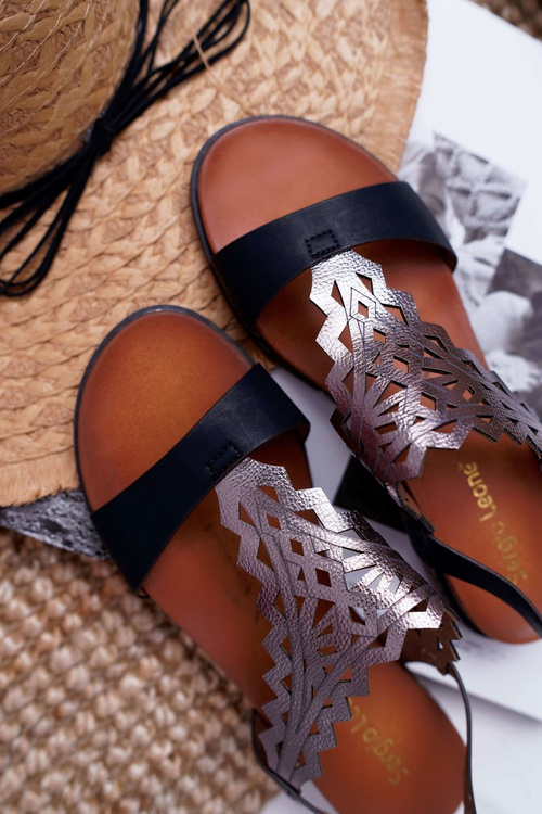 Dámské Sandály Ploché Sergio Leone SK011 Černé Lirielle