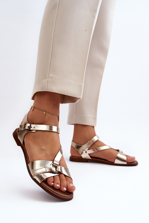 Zazoo 40182 Dámske kožené sandále zlaté