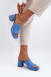 Dámské sandály na podpatku modré Bralya