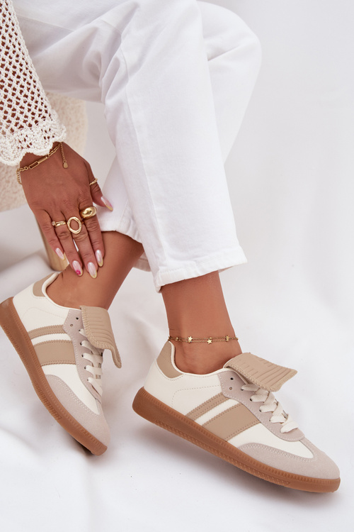 Nízké dámské tenisky s ohrnutým jazykem béžové Ardira