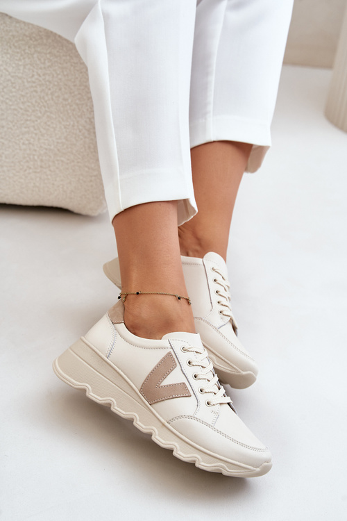 Dámské Kožené Sportovní Boty Vinceza 7918 Béžové