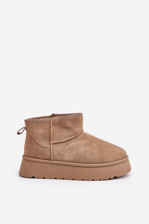 Nízke Dámske Snehové Topánky Na Platforme Zateplené Kožušinou Béžové Saldren