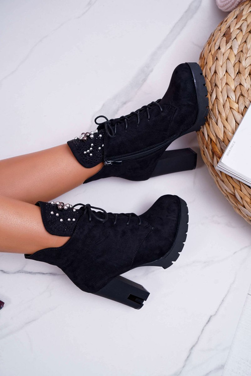 Dámské Kotníkové Boty Na Podpatku černé Fieste