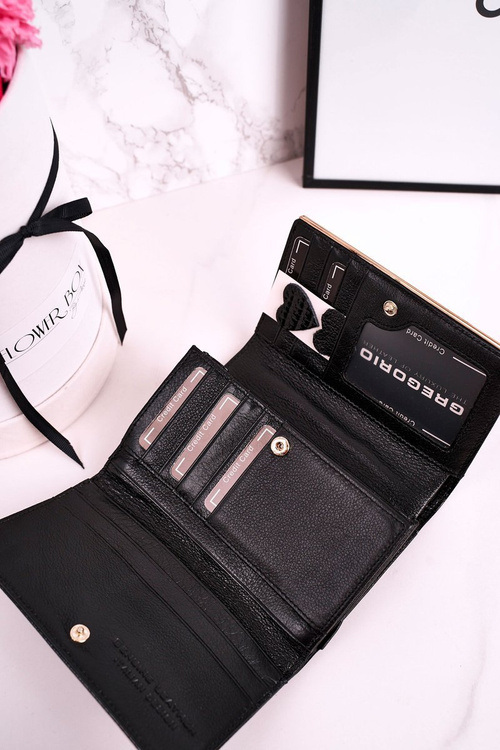 Velká Kožená Dámská Peněženka GREGORIO Lakovana Černá