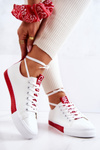 Dámske biele a červené kožené tenisky Mikaayla
