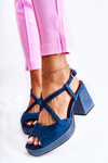 Suede Sandals na masívnej päte Maciejka 05543-17 Navy Blue