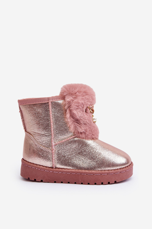 Dětské sněhule s vyplněným kožešinou růžová Hasiba