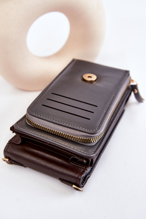 Módní kabelka peněženka 2v1 s embosováním Šedá Savano