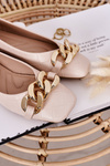 Elegantné prešívané baleríny s reťazou béžovej kokosu