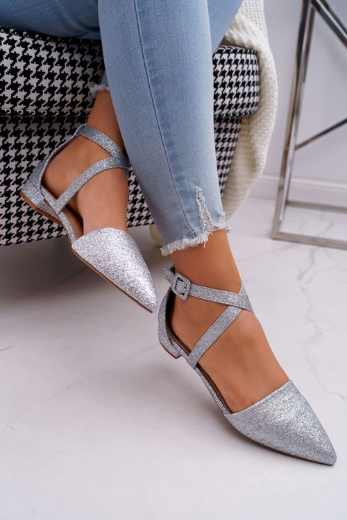 Dámske strieborné baleríny vontare