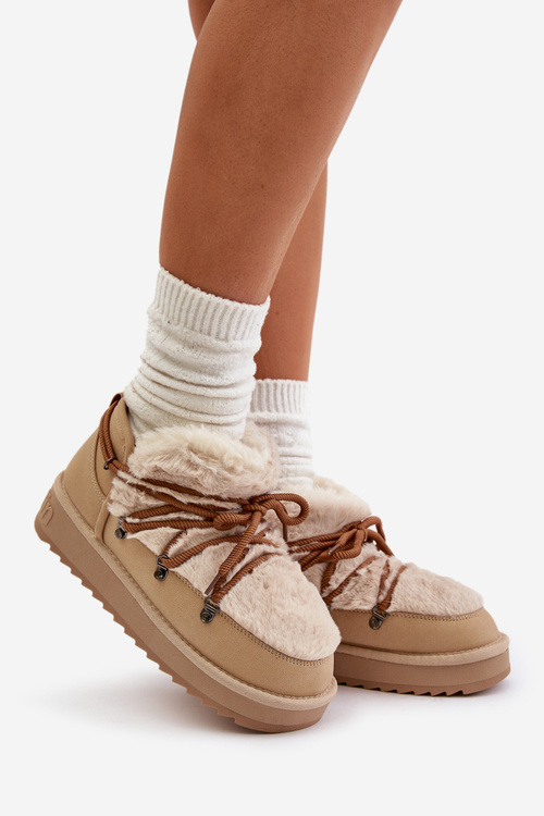 Nízké Sněhule Na Platformě S Kožešinou D.Franklin Béžové DFSH370011