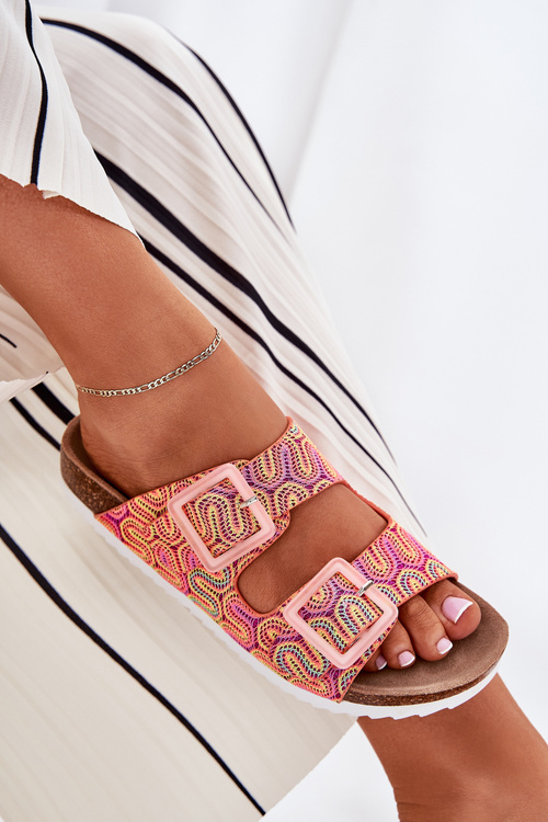 Dámské Pantofle S Přezkami A Leskem Oranžové S.Barski RB51-006