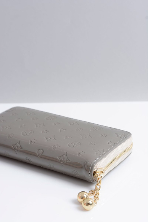 Dámska peňaženka šedá veľká lakovaná zlatý zámok