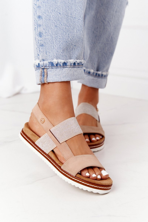 Sandály Se Stříbrným Stahovací šňůrkou Béžovou Almeria