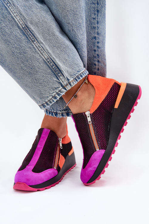 Kožené sneakersy na klínu Maciejka Černé 06853-15