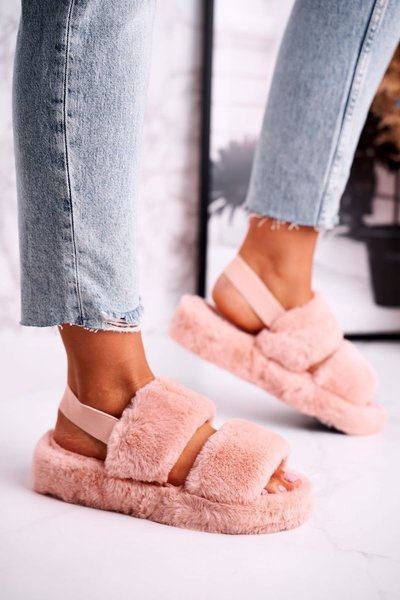 Dámské Kožešinové Oranžové Papuče Cotton Candy