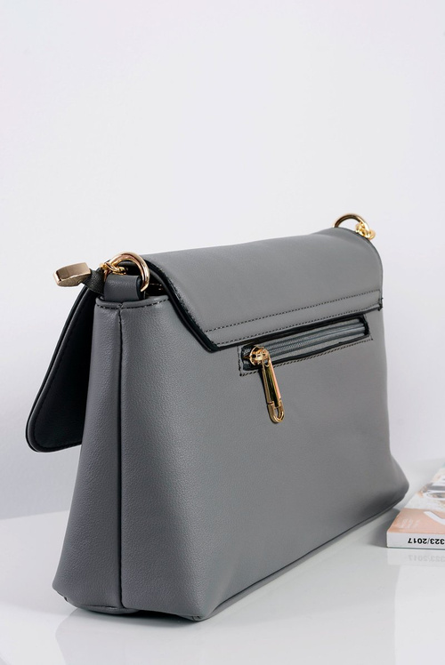 Klasyczna Szara Torebka Damska Listonoszka Złoty Łańcuch