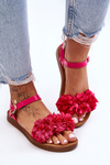 Dámske sandále s materiálnymi kvetmi fuchsia fiori