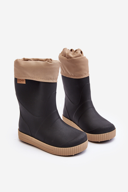 Dětské Holínky S Podšívkou Snow Wave Gokids 981 Černo-Beige