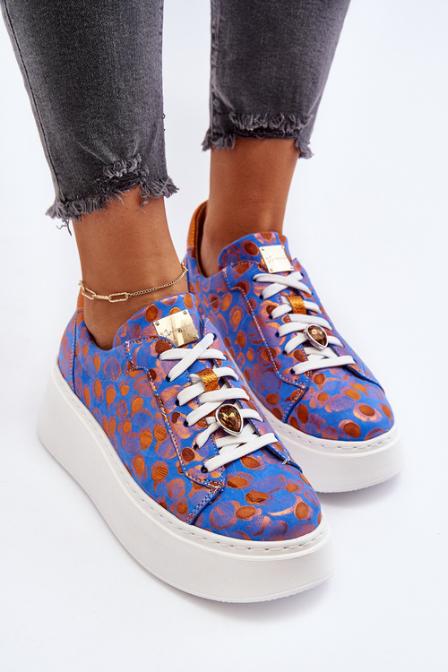 Kožené Sportovní Boty Na Platformě Maciejka 06191-06 Modré