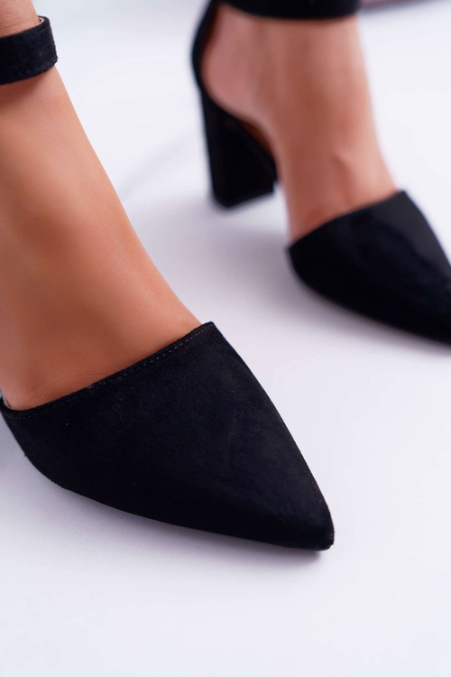 Dámské Lodičky Na Podpatku Semišové černé MadamStyle