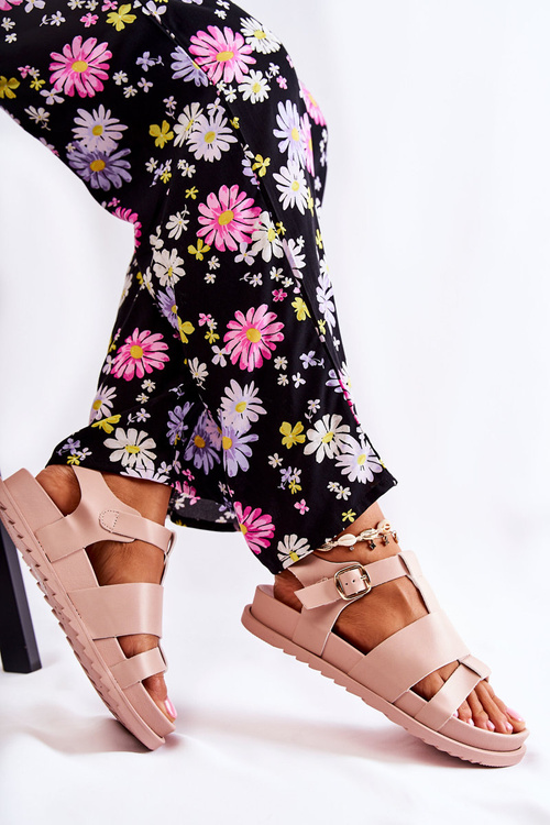 Kožené Sandály Na Platformě Svetlé růžový Tessy