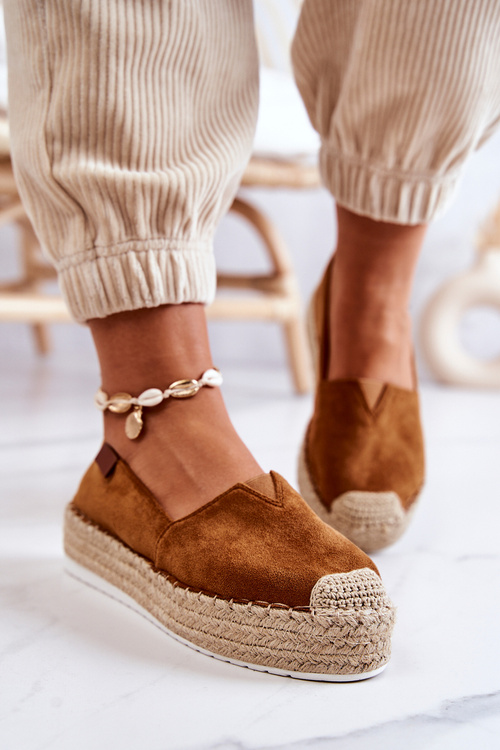 Suede Espadrilles vložený Camel Lesley