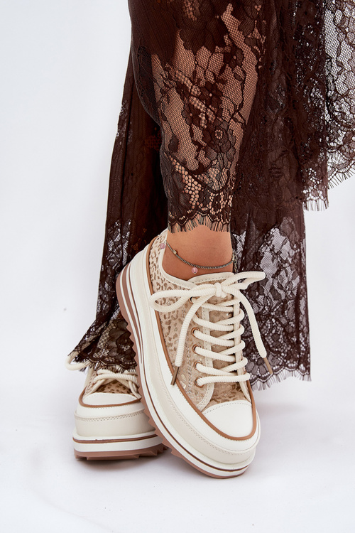 Dámske Tenisky Na Masívnej Platforme S.Barski BF51-101 Béžové