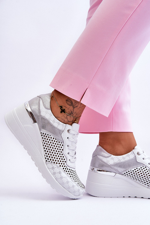 Dámské kožené prolamované tenisky Bílé Virginia