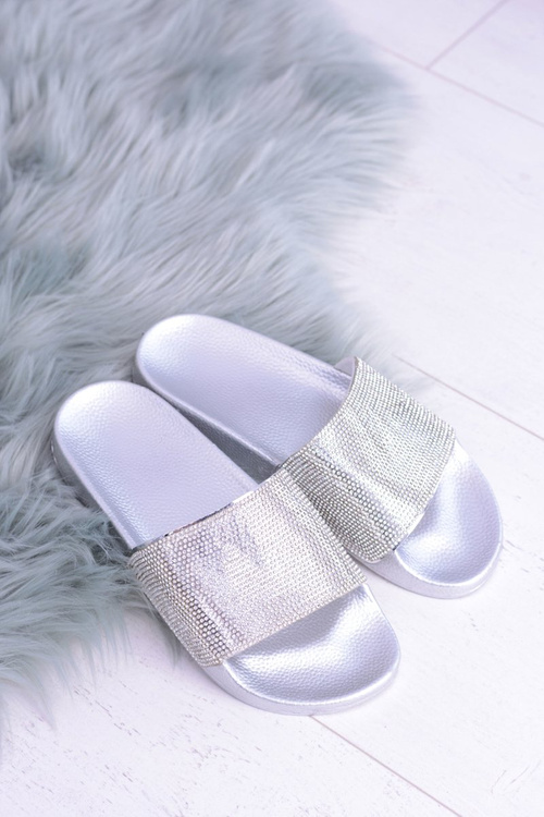 Dámské papuče se zirkony LadyCristal stříbrné