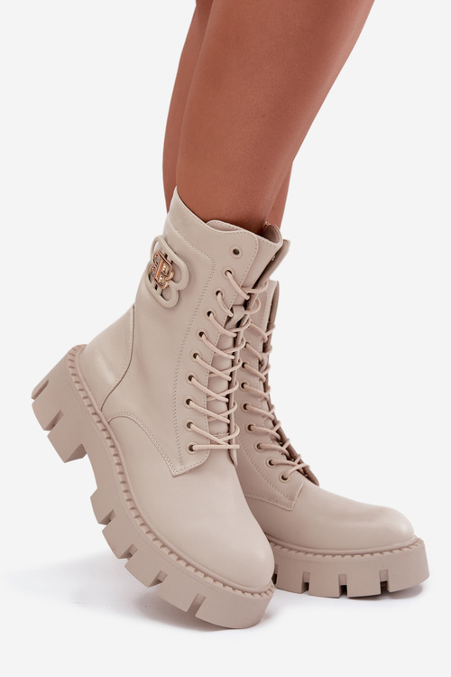 Zateplené workery dámské s ozdobou světle béžové Melisse