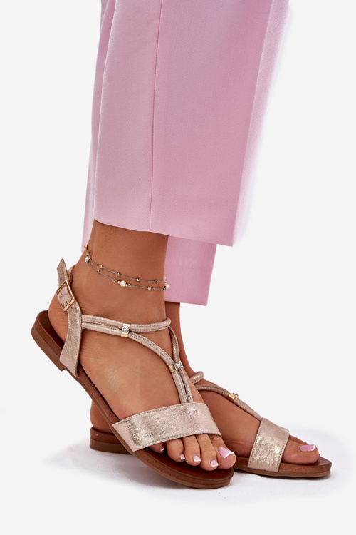Dámské Plátěné Sandály S Pásky S.Barski KV51-120 Růžové Zlato