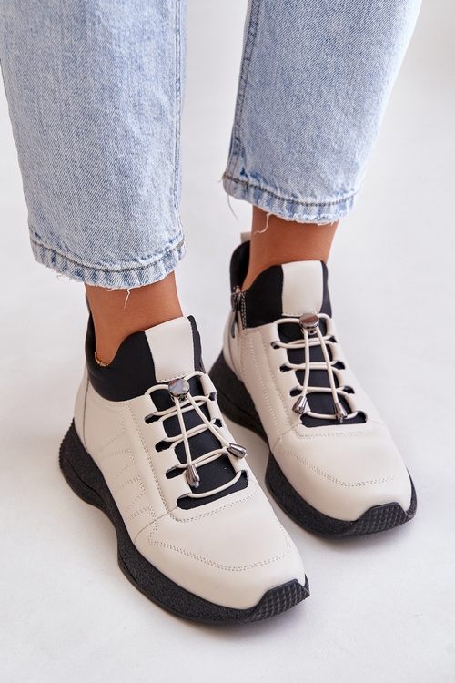 Zateplené Sportovní Kožené Boty Na Zip Béžové Artiker 55C0038