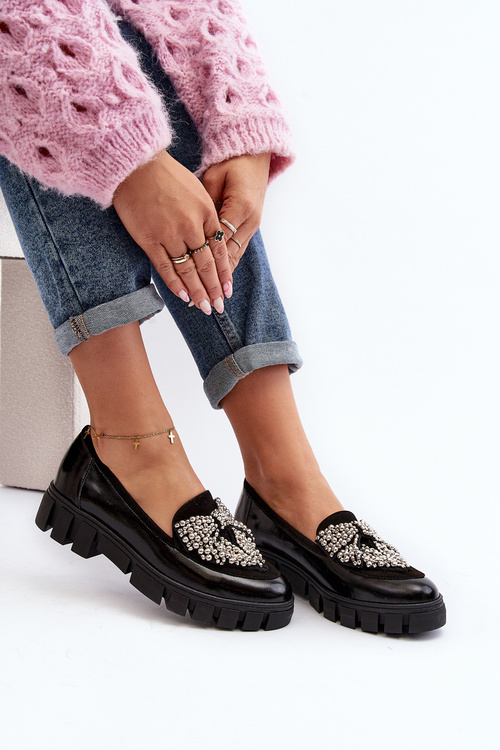 Lakové dámske mokasíny Laura Messi 2785 čierne