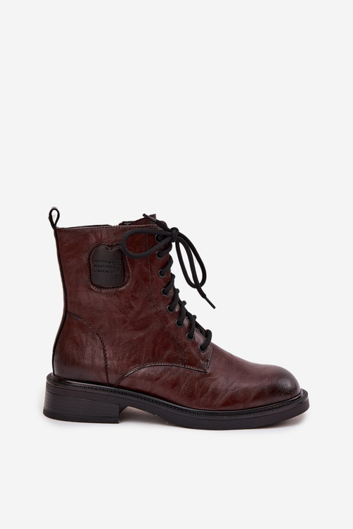 Kožené dámske pracovné čižmy s ozdobným detailom Maciejka K7180-01 hnedé