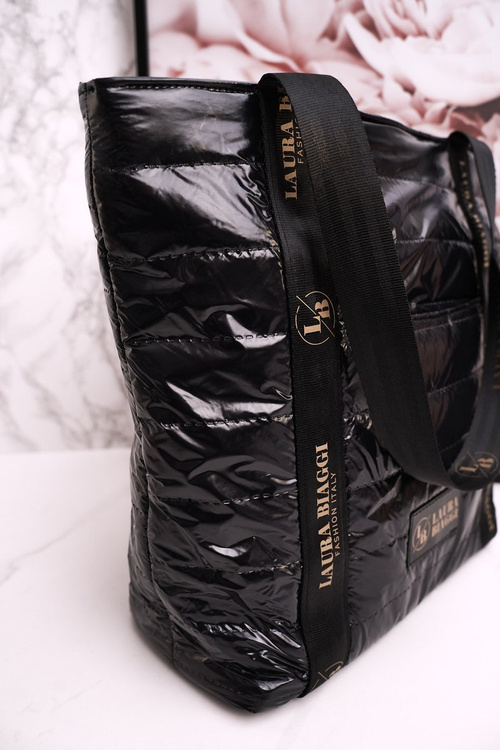 Veľký nakupujúci Laura Biaggi Bag Black Golden Logo