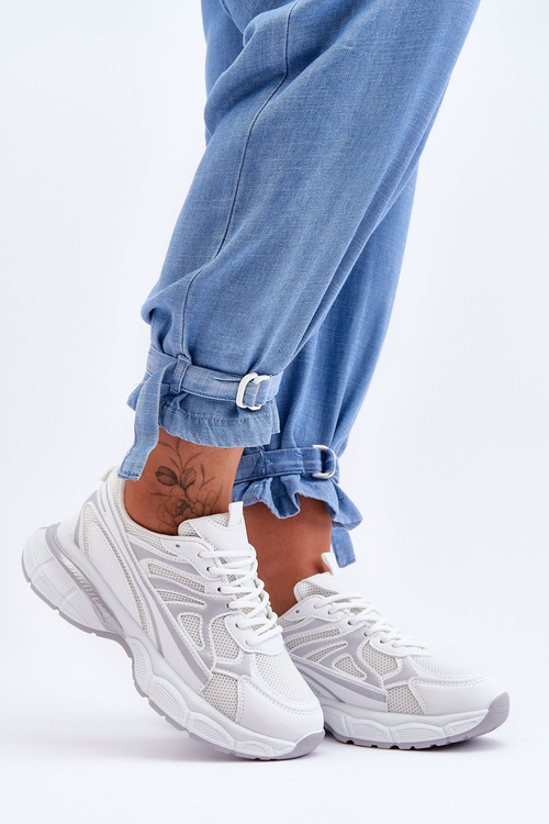 Dámska čipka bieleho emare -športové topánky