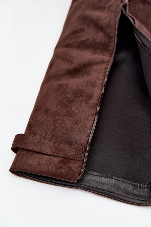 Eko Semišové Čižmy Podpätok Blok Zips Zateplené Ohýbaný Zvršok Čokoládové Evyra