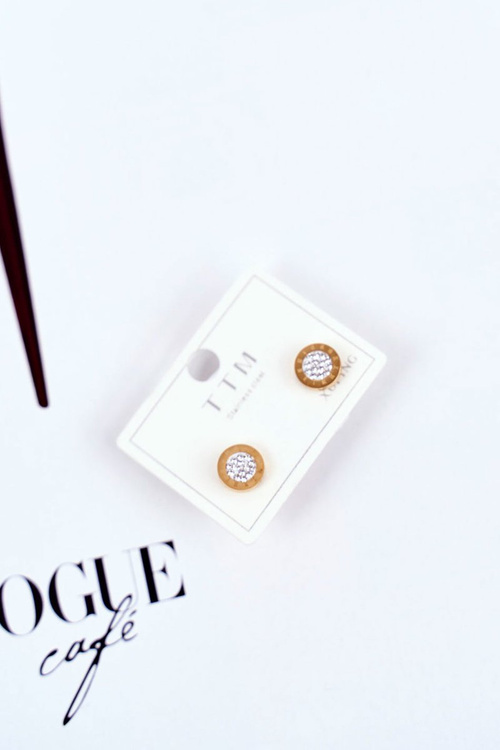 Dámské Náušnice Zlaté Kolečka S Zirkonem Bílý Střed Bridget