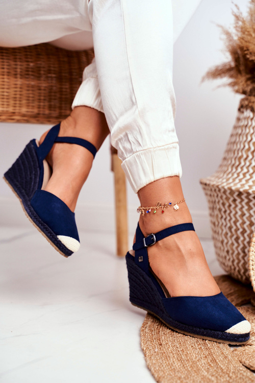 Dámske sandále na veľkej hviezde Big Star Navy Graced Wedges DD274A172