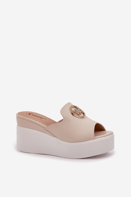 Sandály Na Platformě A Klínu S Ozdobou Světle Béžové Nanessia