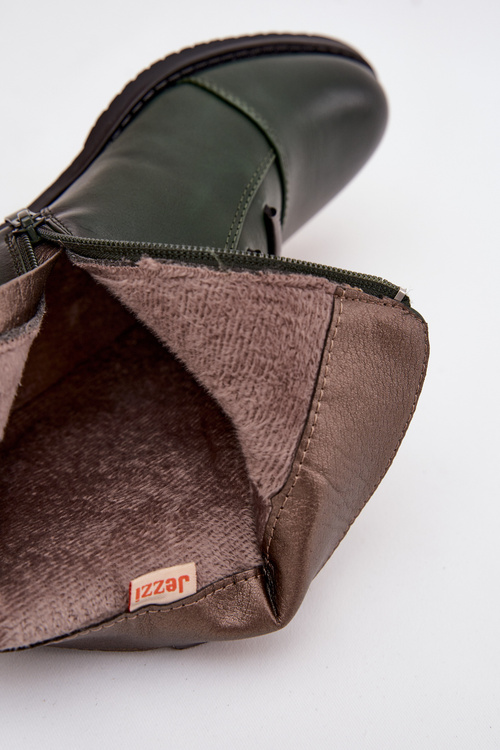 Zateplené dámské boty na plochém podpatku zelené Labise