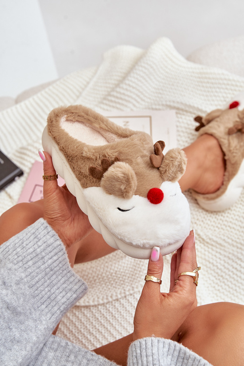 Dámské Hnědé Pantofle S Motivem Sobů Wistira