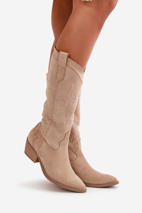 Dámské kačáty na nízkém podpatku z ekologického semiše béžové Ligelia